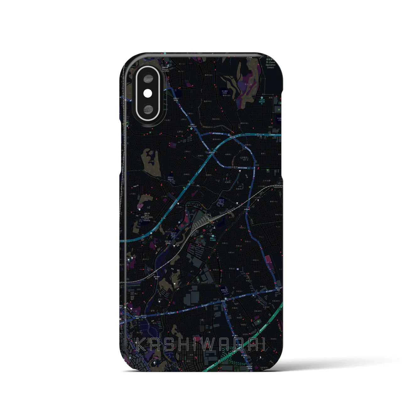 【かしわ台(神奈川県)】地図柄iPhoneケース(バックカバータイプ)