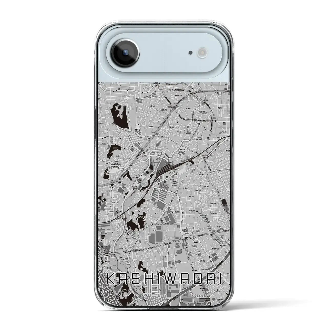 【かしわ台(神奈川県)】地図柄iPhoneケース(クリアタイプ)モノトーン・iPhone 17 Pro Max 用
