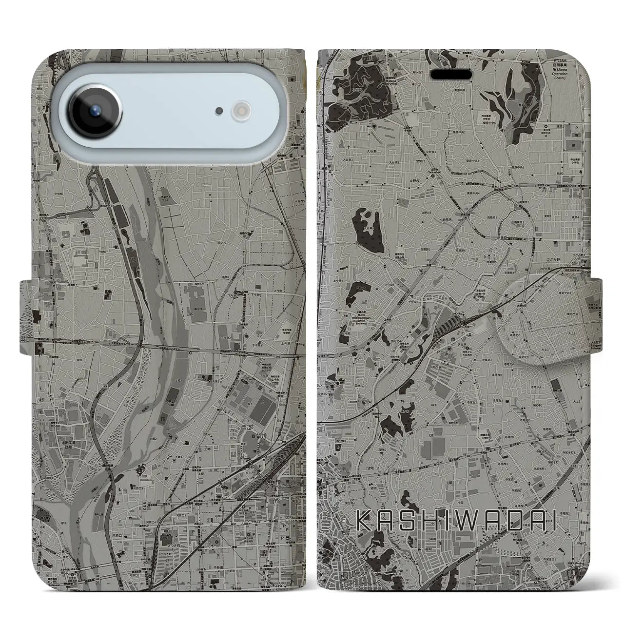【かしわ台(神奈川県)】地図柄iPhoneケース(手帳タイプ)