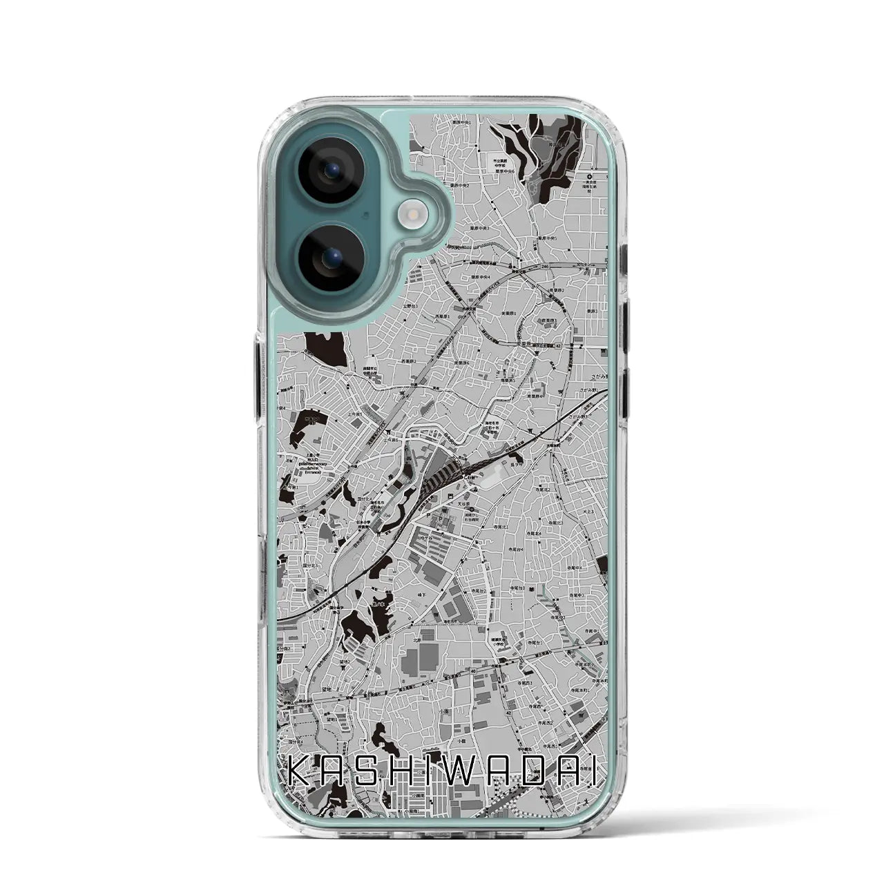 【かしわ台(神奈川県)】地図柄iPhoneケース(MagSafeタイプ)モノトーン・iPhone 16 Pro 用