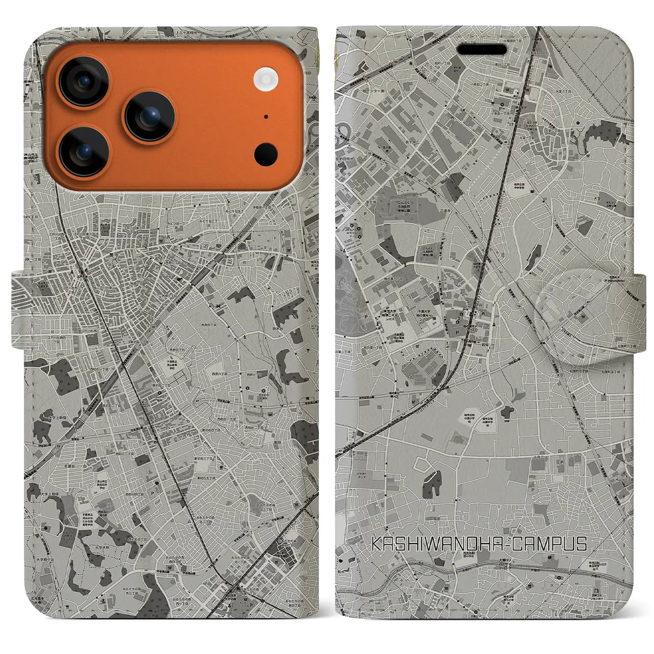 【柏の葉キャンパス(千葉県)】地図柄iPhoneケース(手帳タイプ)