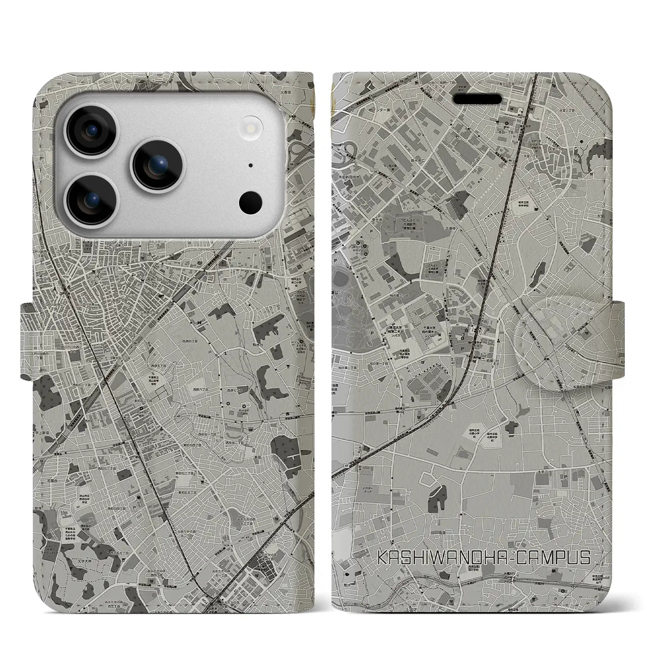 【柏の葉キャンパス(千葉県)】地図柄iPhoneケース(手帳タイプ)