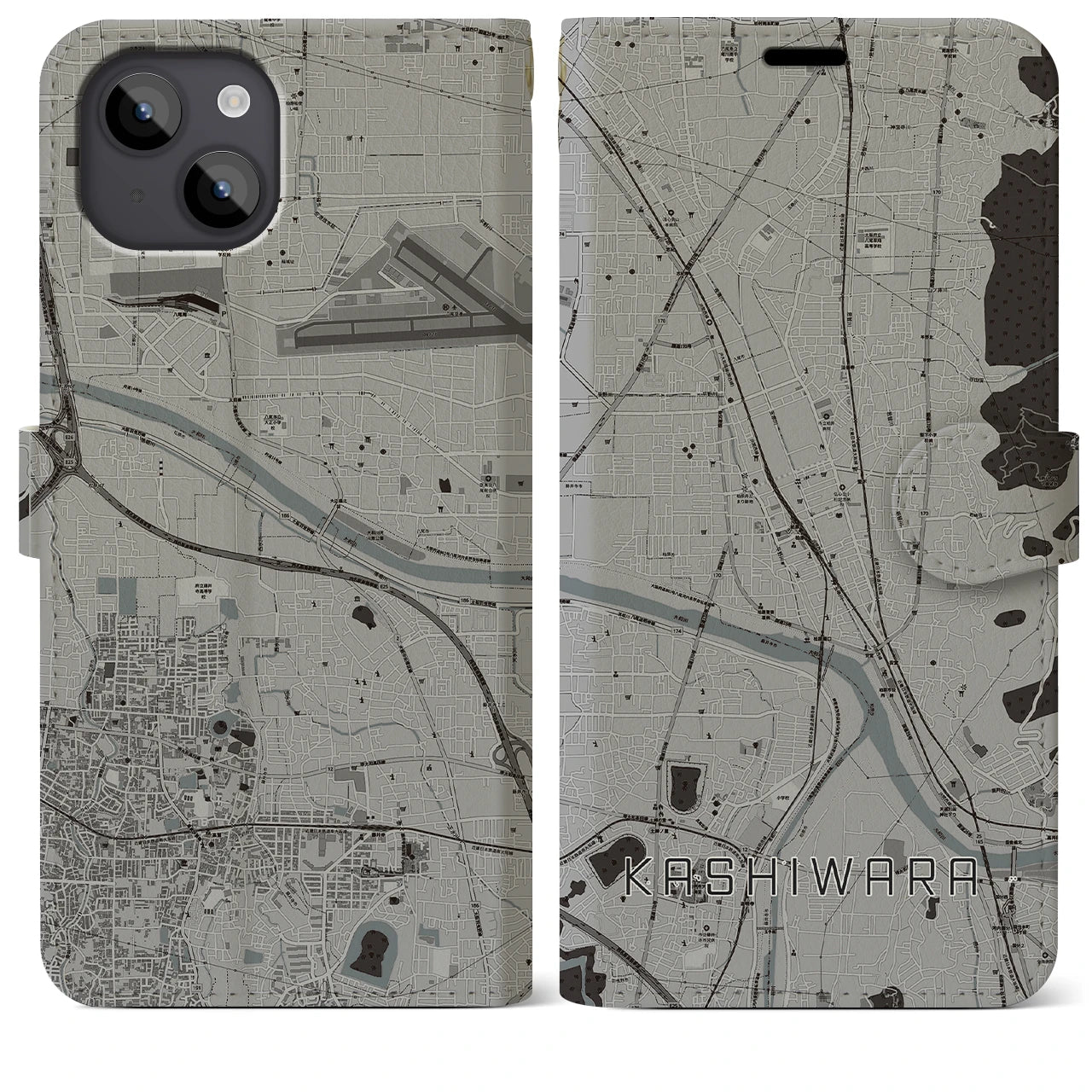 【柏原(大阪府)】地図柄iPhoneケース(手帳タイプ)