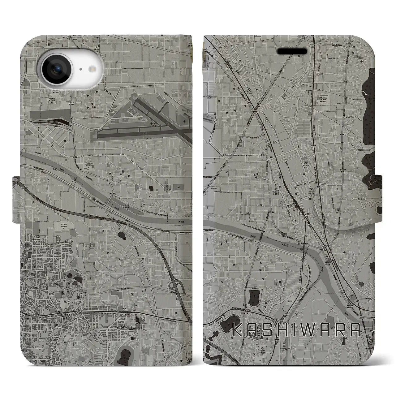 【柏原(大阪府)】地図柄iPhoneケース(手帳タイプ)