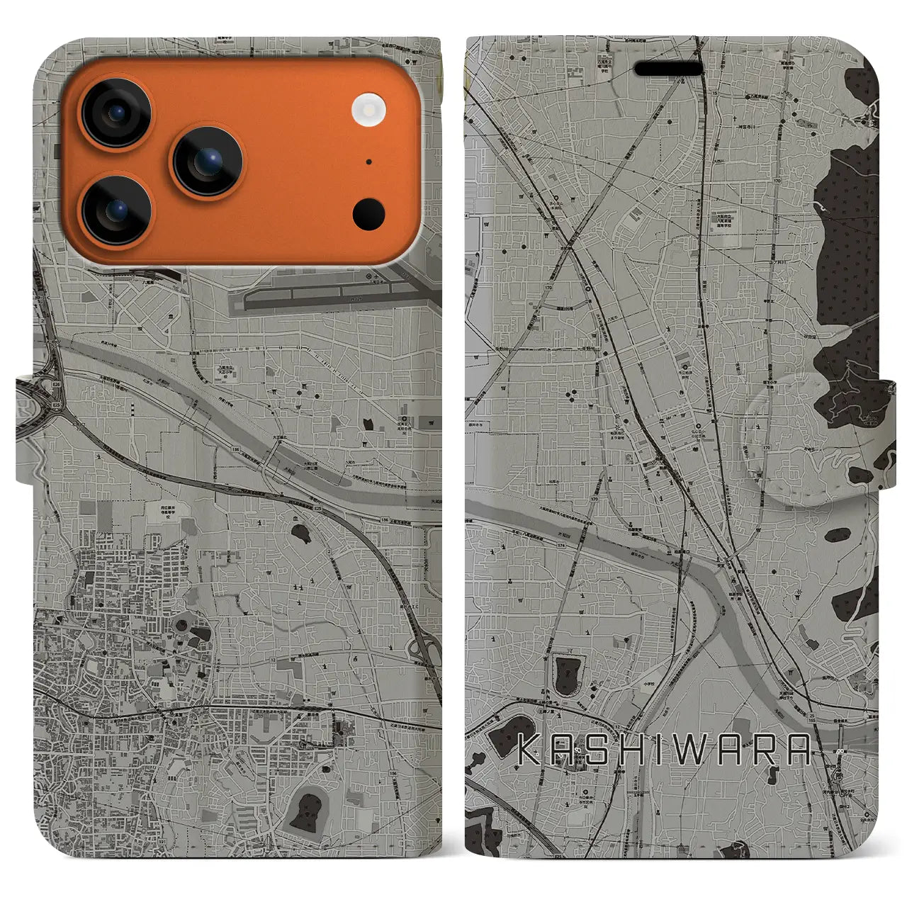 【柏原(大阪府)】地図柄iPhoneケース(手帳タイプ)