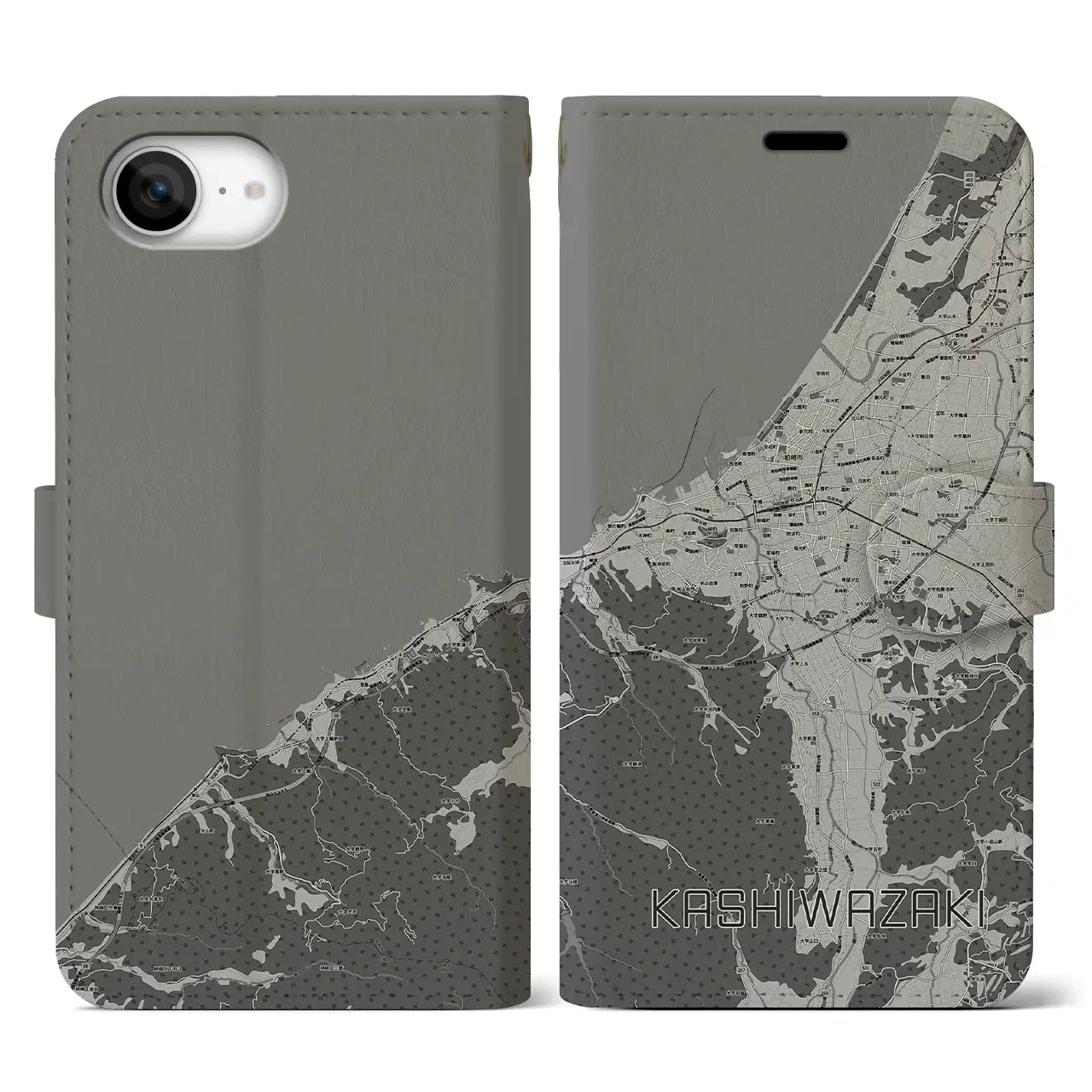 【柏崎(新潟県)】地図柄iPhoneケース(手帳タイプ)