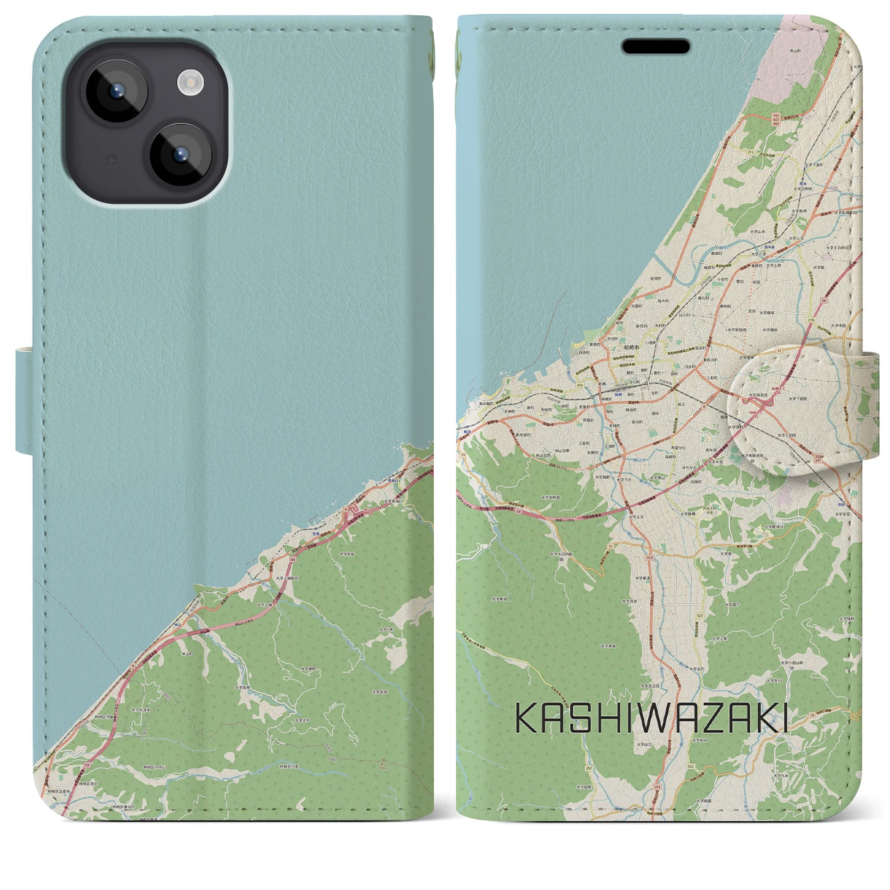 【柏崎(新潟県)】地図柄iPhoneケース(手帳タイプ)