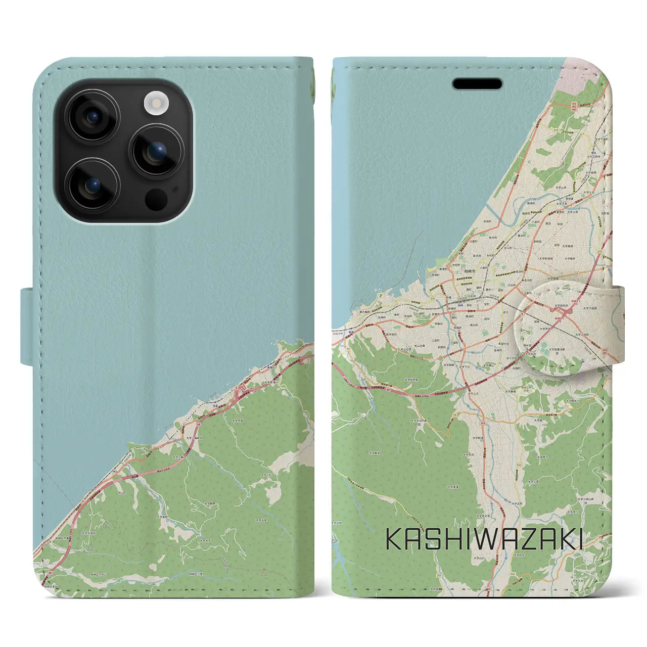 【柏崎(新潟県)】地図柄iPhoneケース(手帳タイプ)