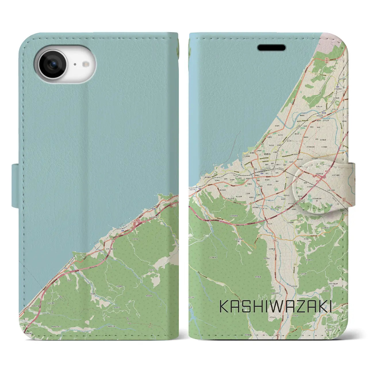 【柏崎(新潟県)】地図柄iPhoneケース(手帳タイプ)