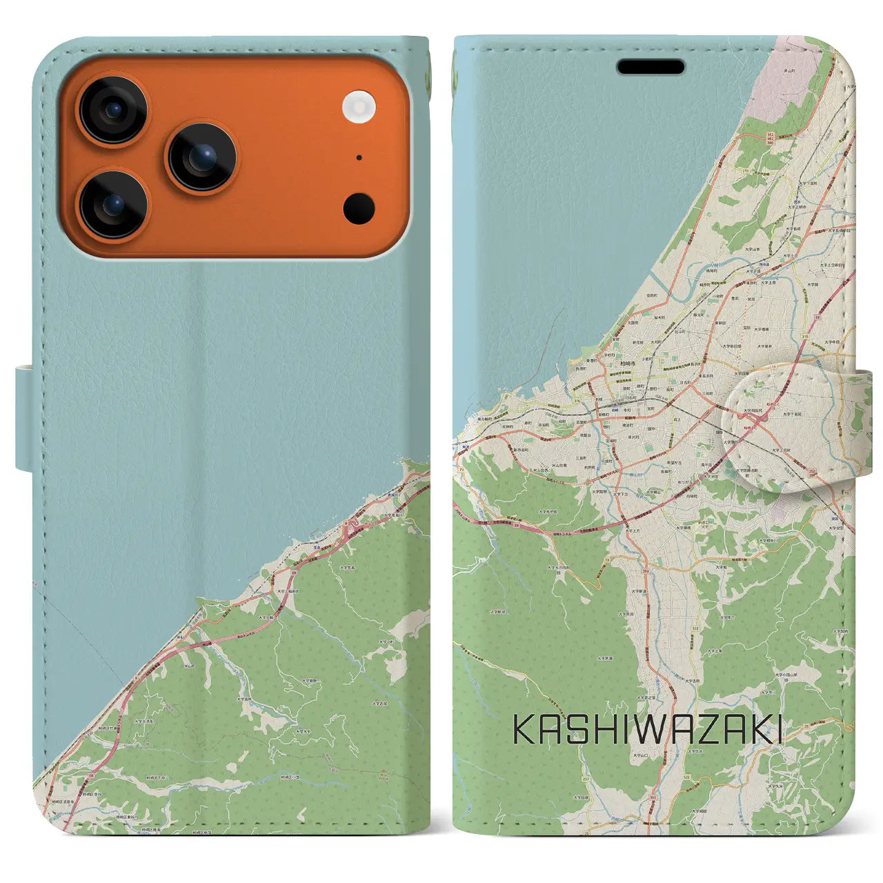 【柏崎(新潟県)】地図柄iPhoneケース(手帳タイプ)