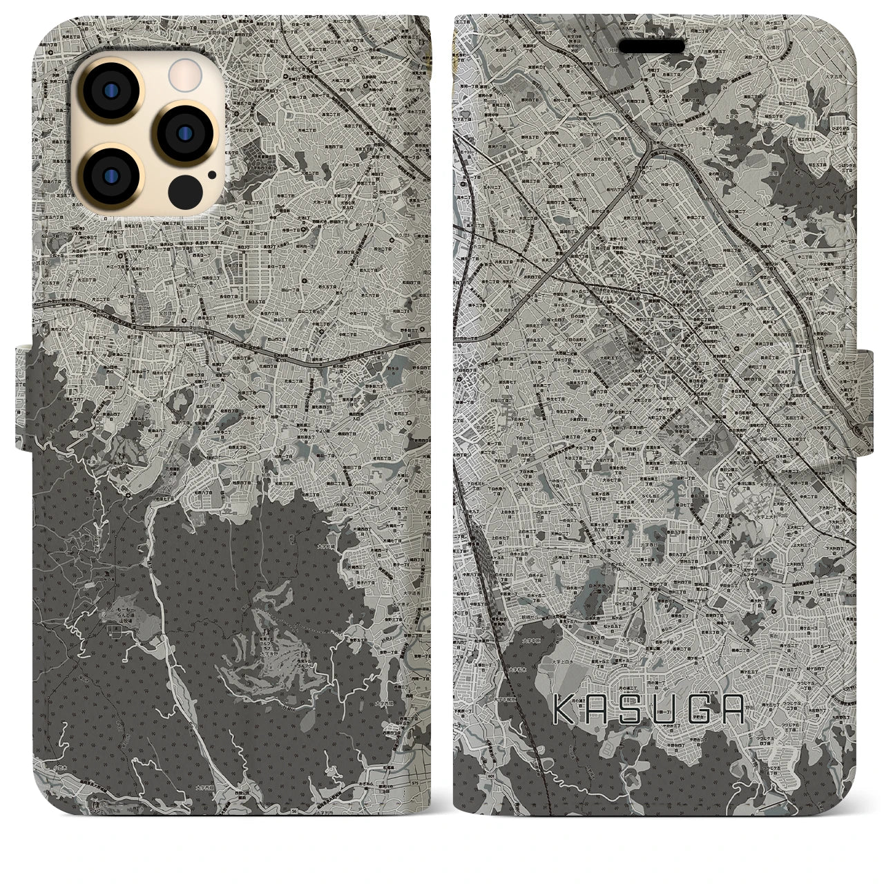 【春日(福岡県)】地図柄iPhoneケース(手帳タイプ)