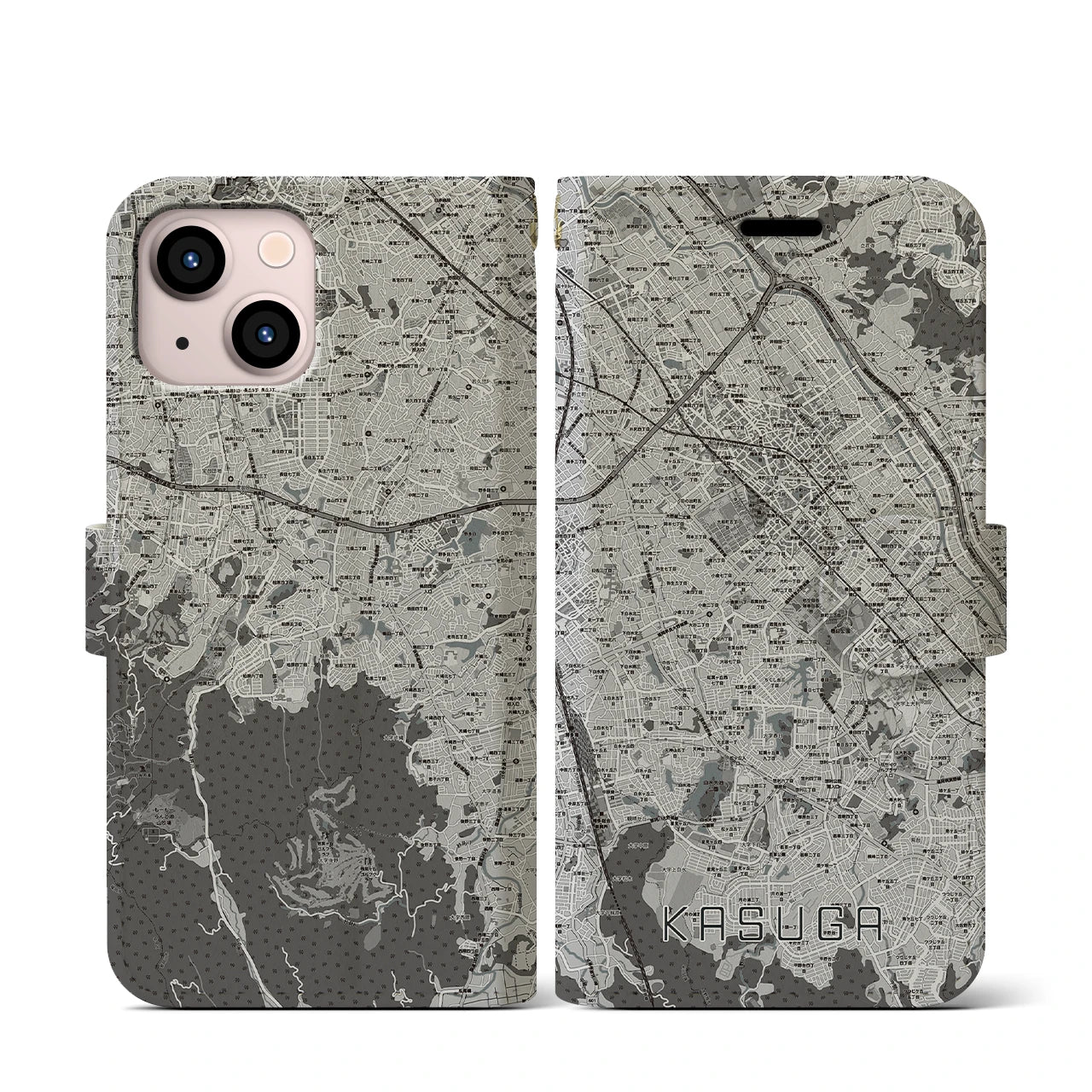 【春日(福岡県)】地図柄iPhoneケース(手帳タイプ)