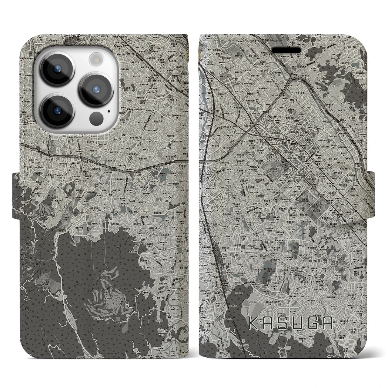 【春日(福岡県)】地図柄iPhoneケース(手帳タイプ)