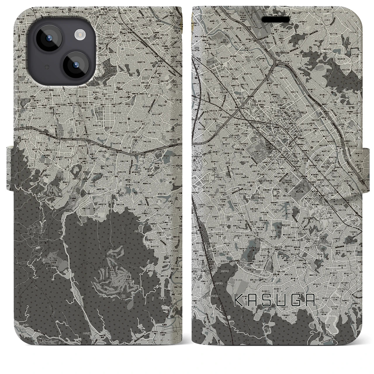 【春日(福岡県)】地図柄iPhoneケース(手帳タイプ)