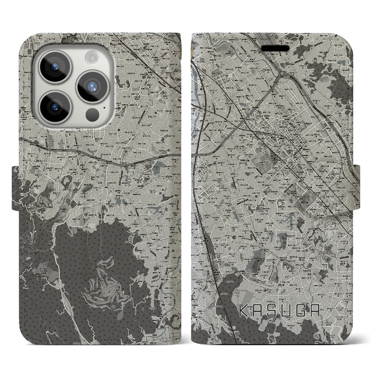 【春日(福岡県)】地図柄iPhoneケース(手帳タイプ)