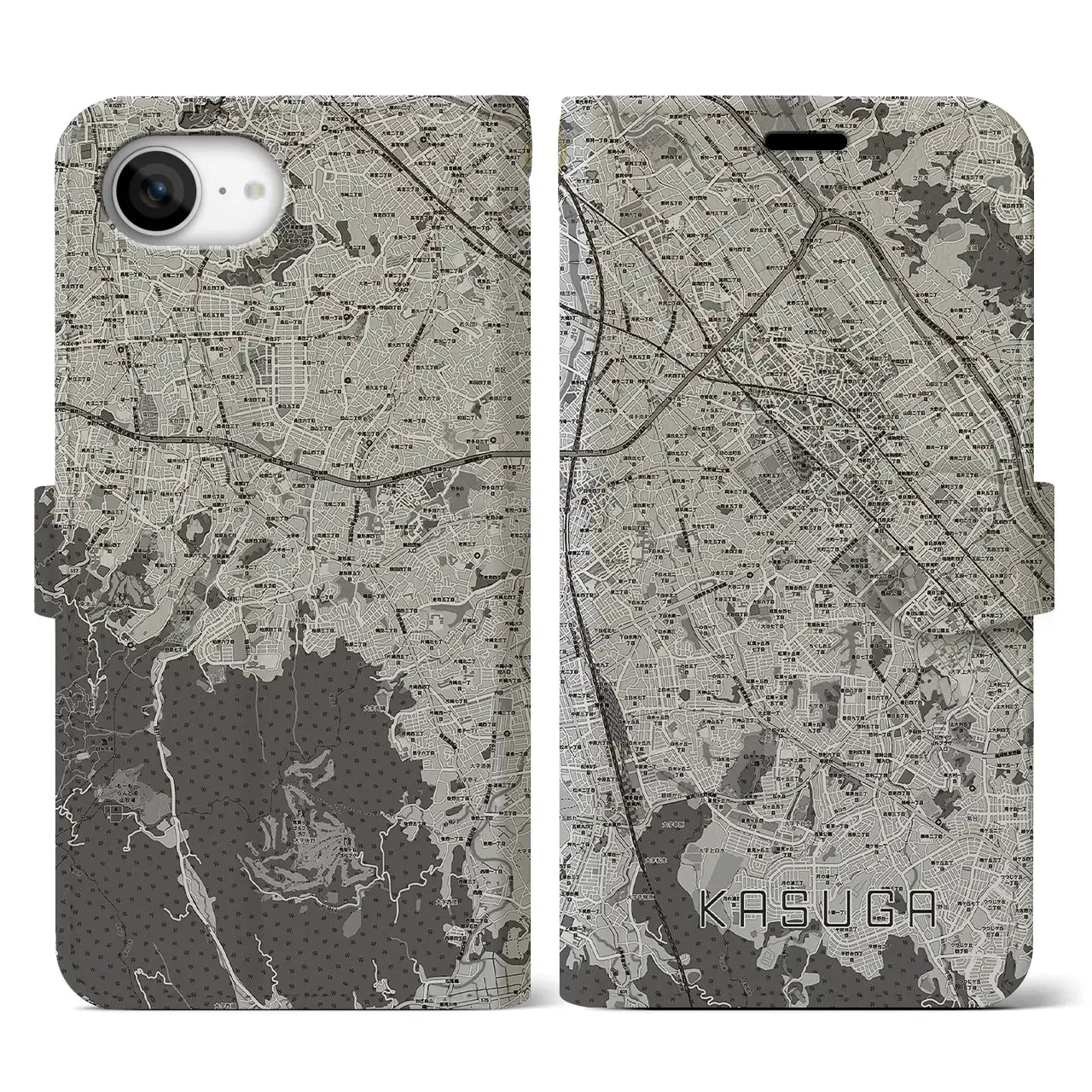 【春日(福岡県)】地図柄iPhoneケース(手帳タイプ)