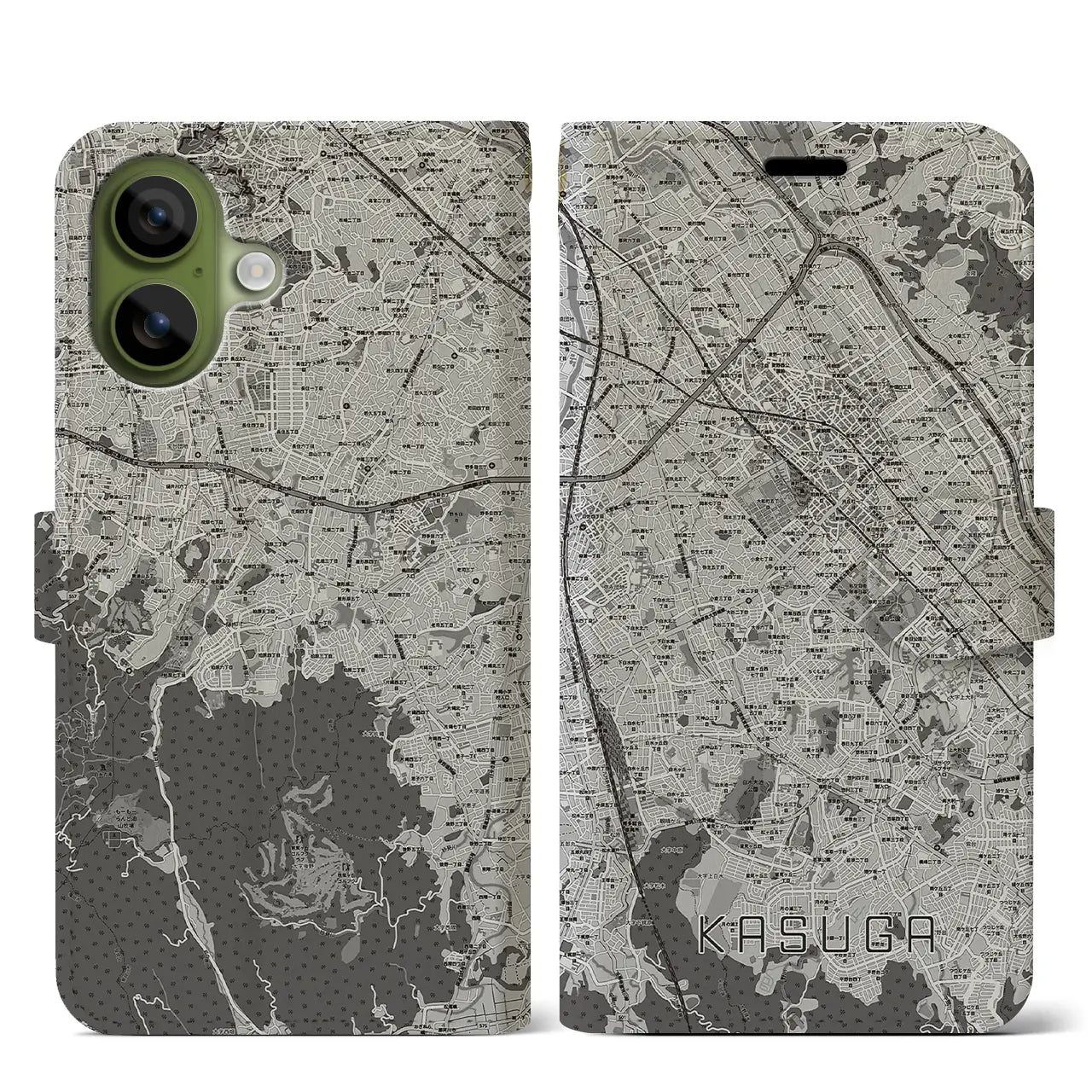 【春日(福岡県)】地図柄iPhoneケース(手帳タイプ)