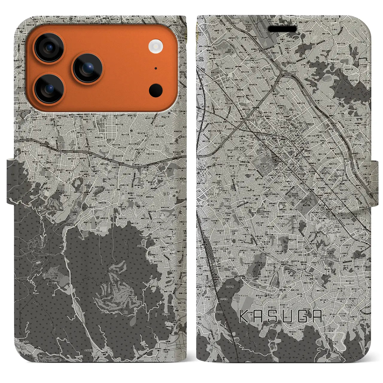 【春日(福岡県)】地図柄iPhoneケース(手帳タイプ)