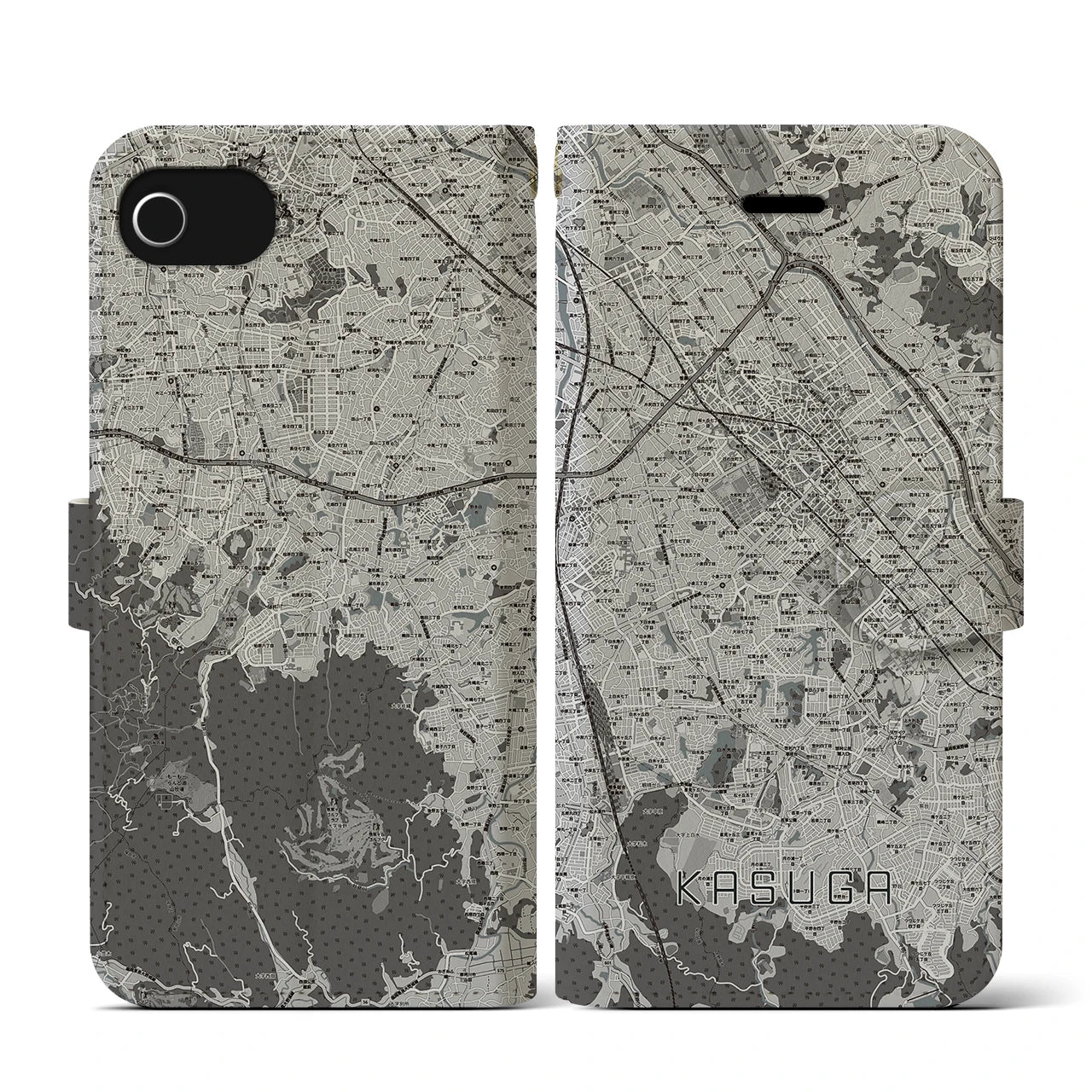 【春日(福岡県)】地図柄iPhoneケース(手帳タイプ)