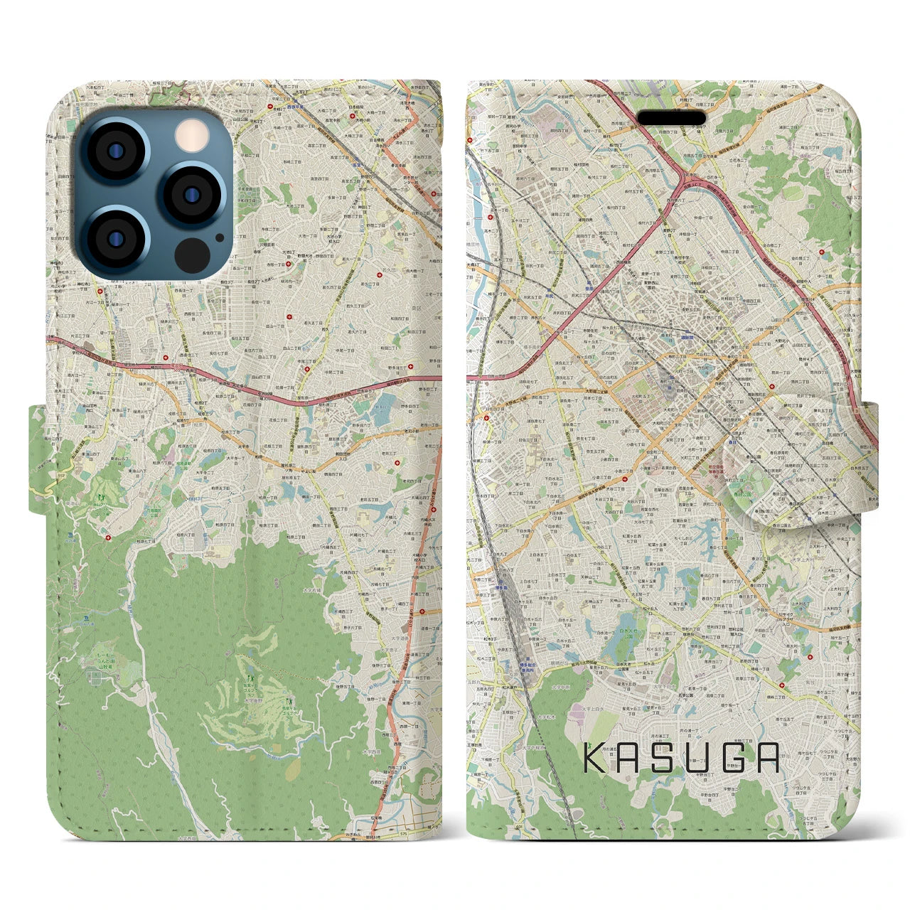 【春日(福岡県)】地図柄iPhoneケース(手帳タイプ)