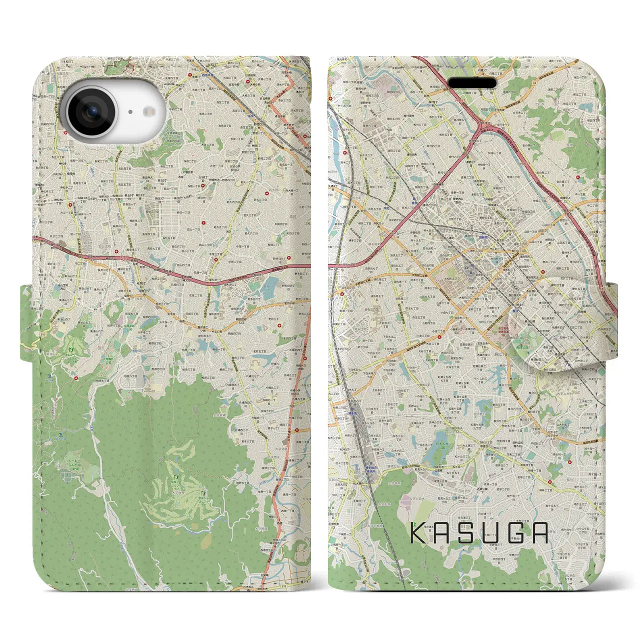 【春日(福岡県)】地図柄iPhoneケース(手帳タイプ)