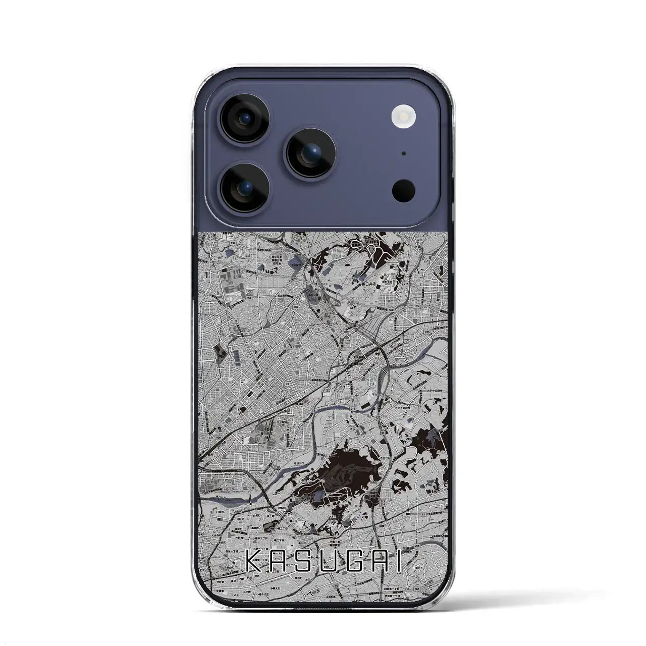 【春日井(愛知県)】地図柄iPhoneケース(クリアタイプ)モノトーン・iPhone 17 Pro Max 用