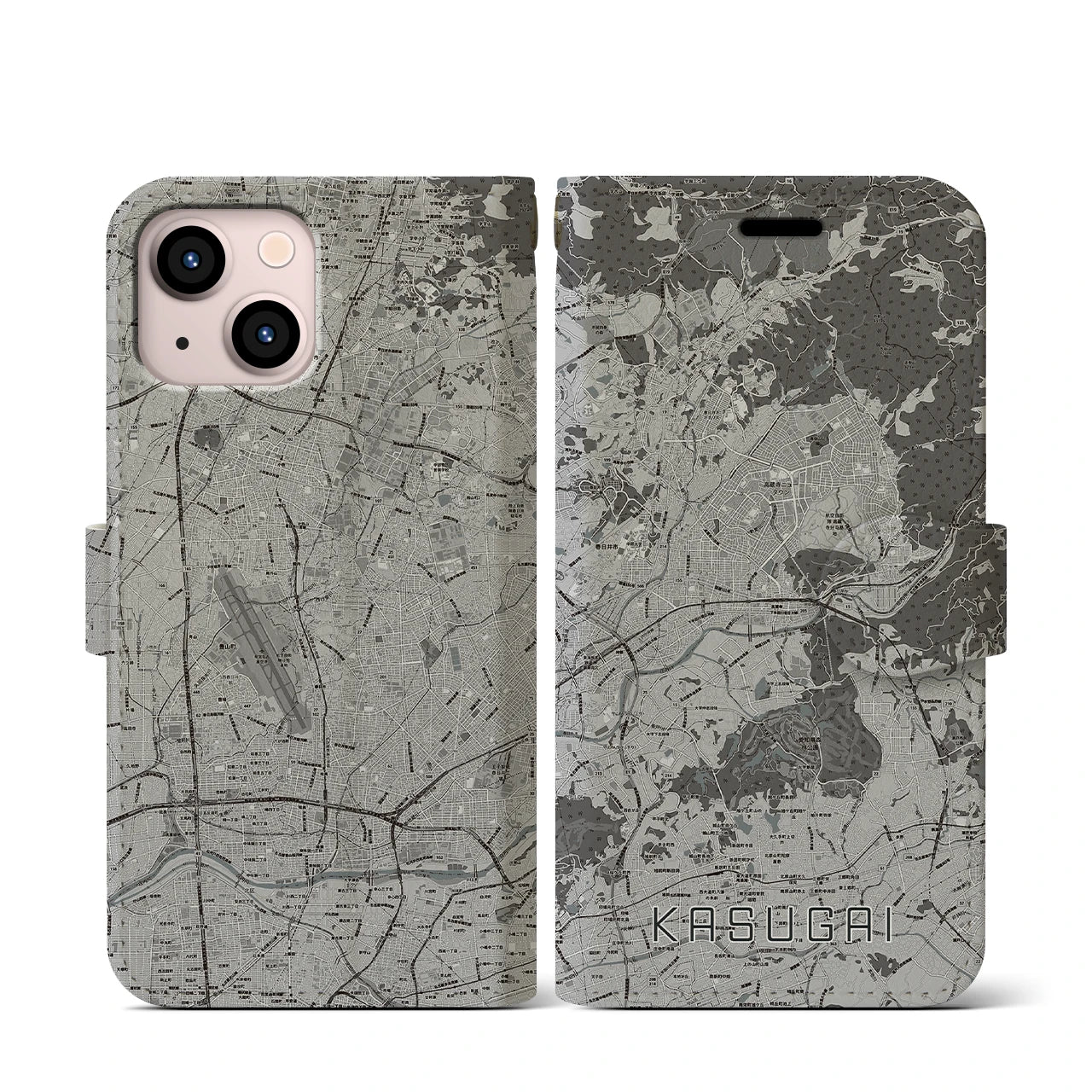 【春日井(愛知県)】地図柄iPhoneケース(手帳タイプ)