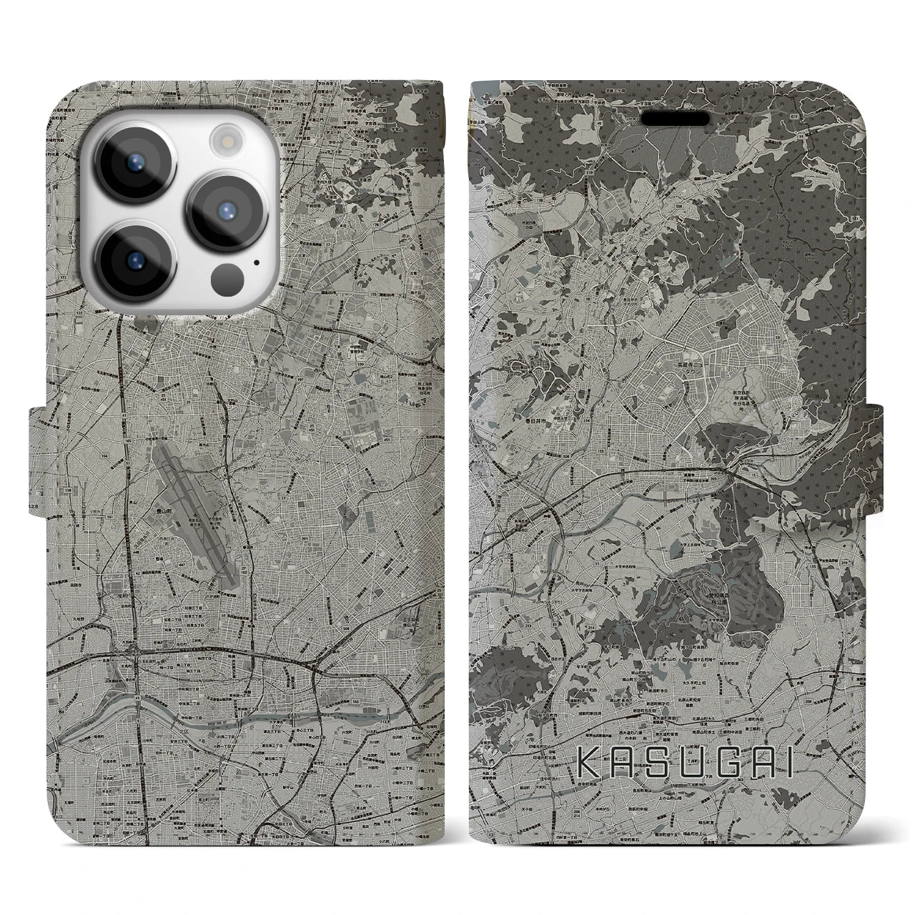 【春日井(愛知県)】地図柄iPhoneケース(手帳タイプ)