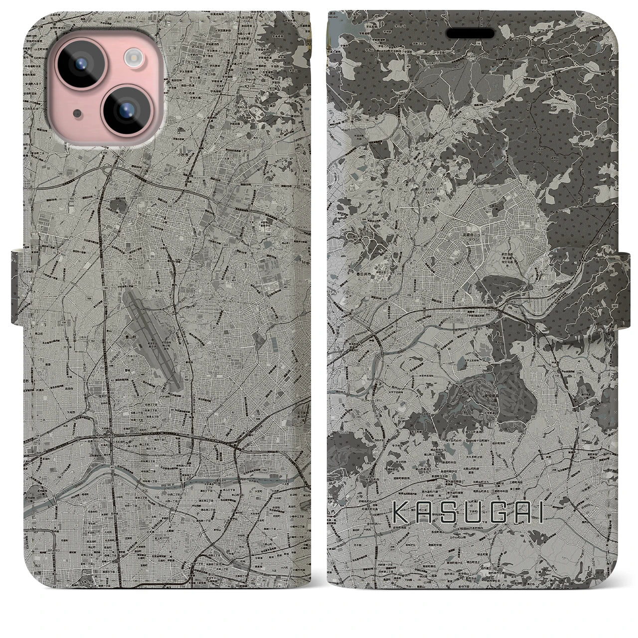 【春日井(愛知県)】地図柄iPhoneケース(手帳タイプ)