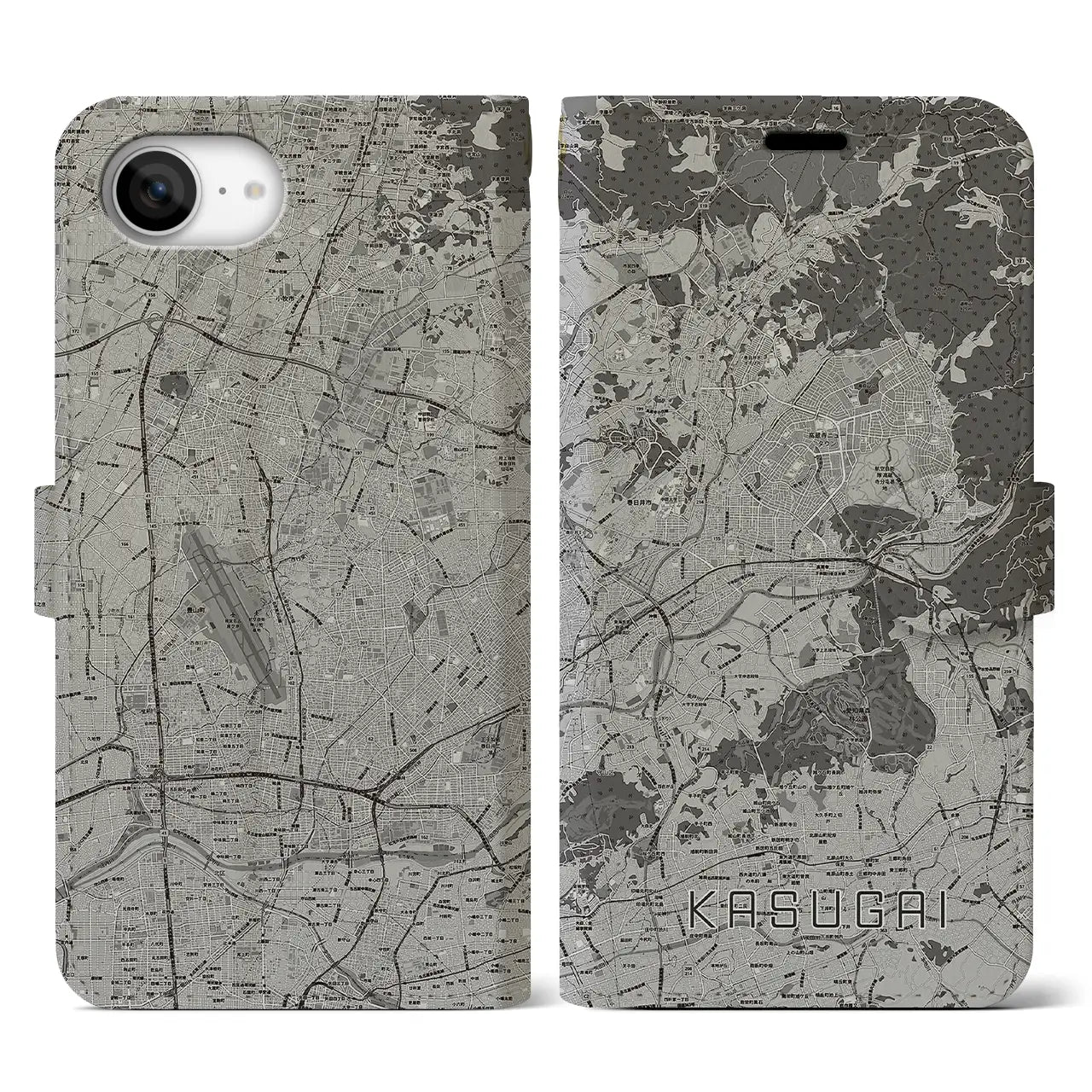 【春日井(愛知県)】地図柄iPhoneケース(手帳タイプ)