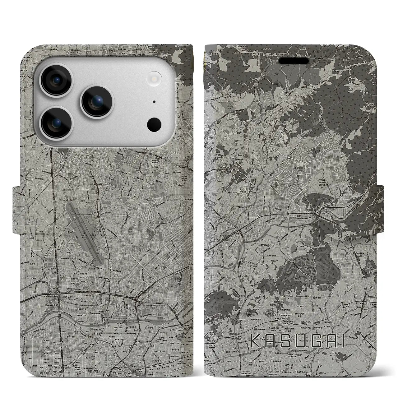 【春日井(愛知県)】地図柄iPhoneケース(手帳タイプ)