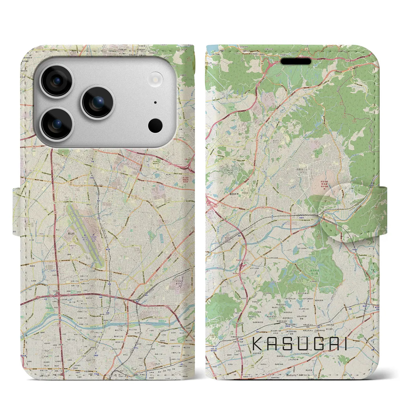 【春日井(愛知県)】地図柄iPhoneケース(手帳タイプ)