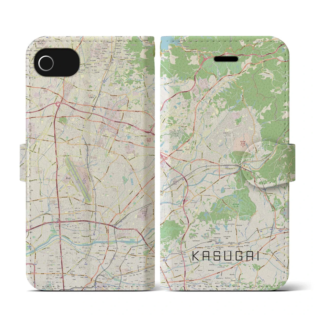 【春日井(愛知県)】地図柄iPhoneケース(手帳タイプ)