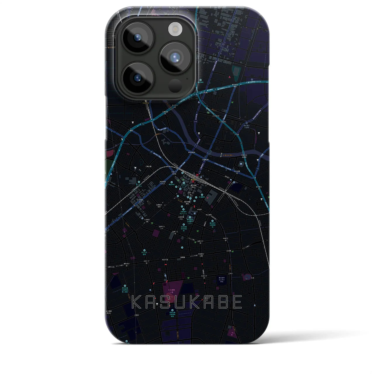 【春日部(埼玉県)】地図柄iPhoneケース(バックカバータイプ)