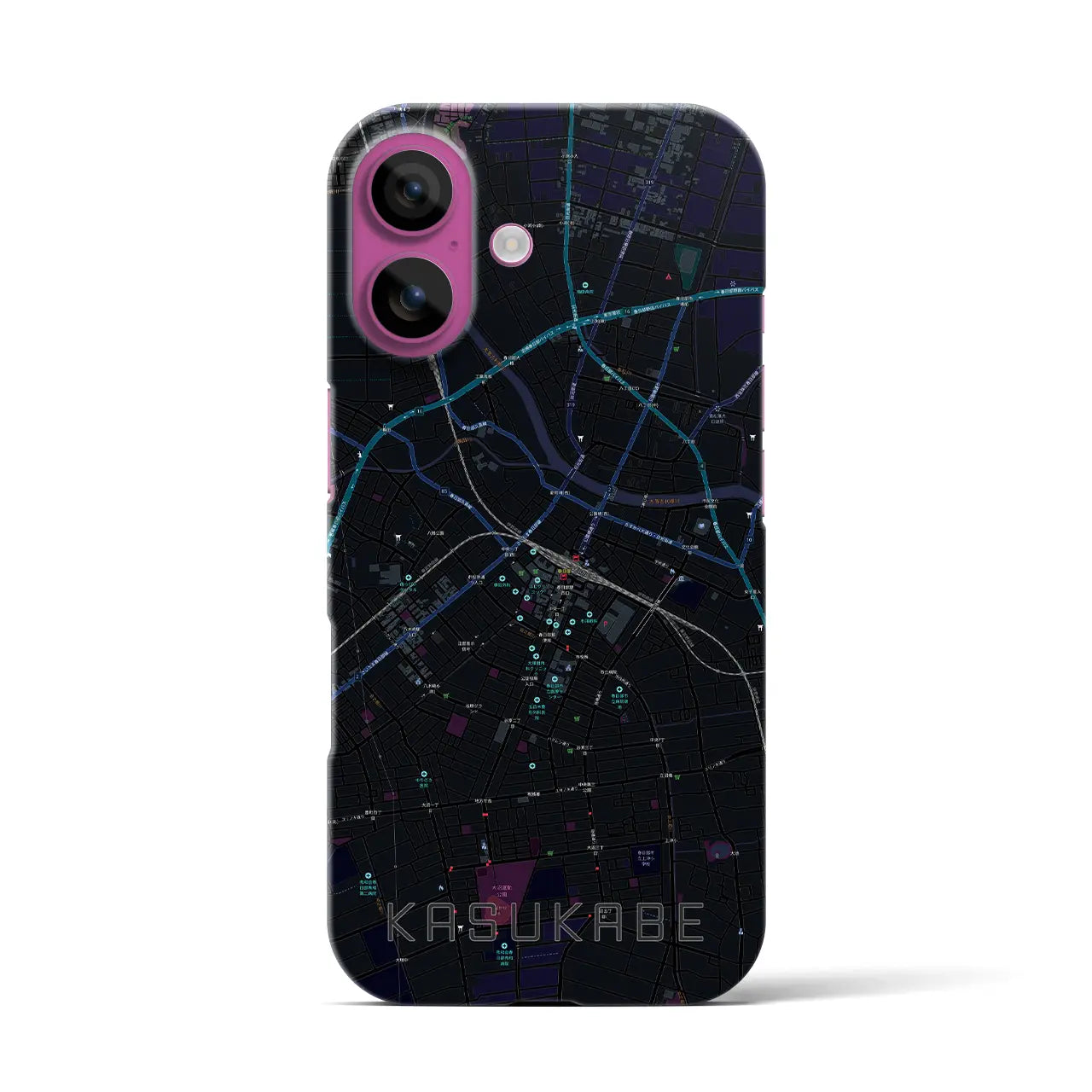 【春日部(埼玉県)】地図柄iPhoneケース(バックカバータイプ)