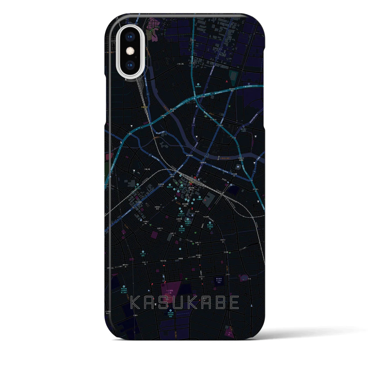 【春日部(埼玉県)】地図柄iPhoneケース(バックカバータイプ)