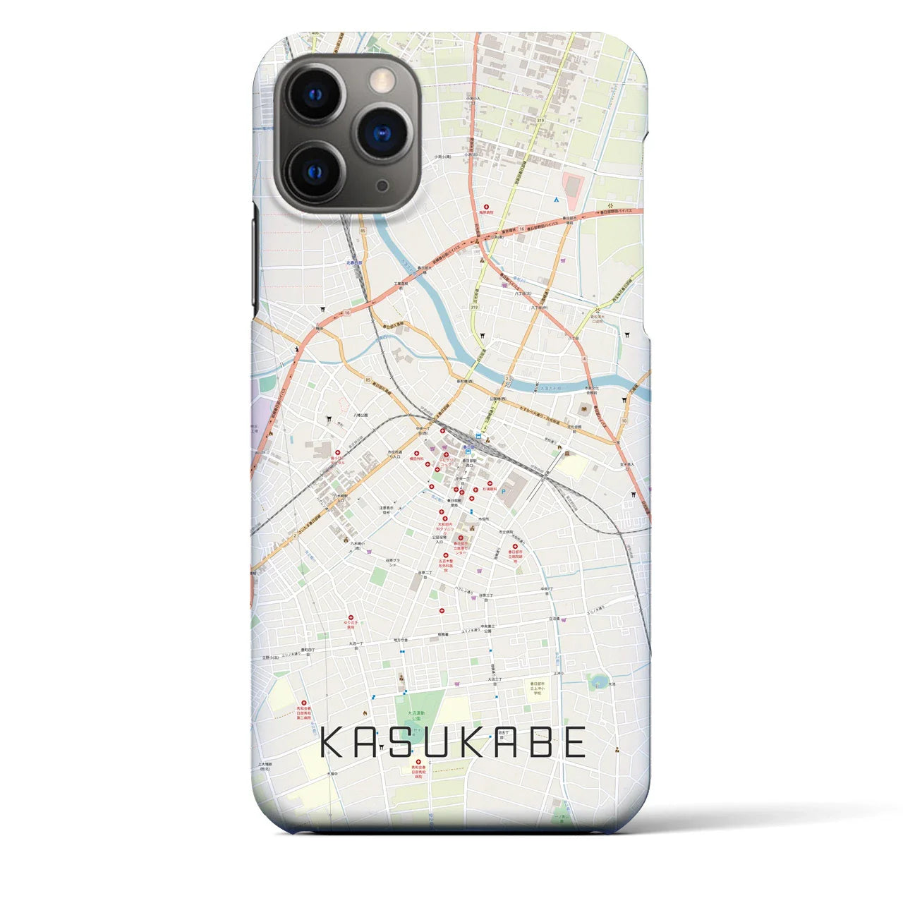 【春日部(埼玉県)】地図柄iPhoneケース(バックカバータイプ)