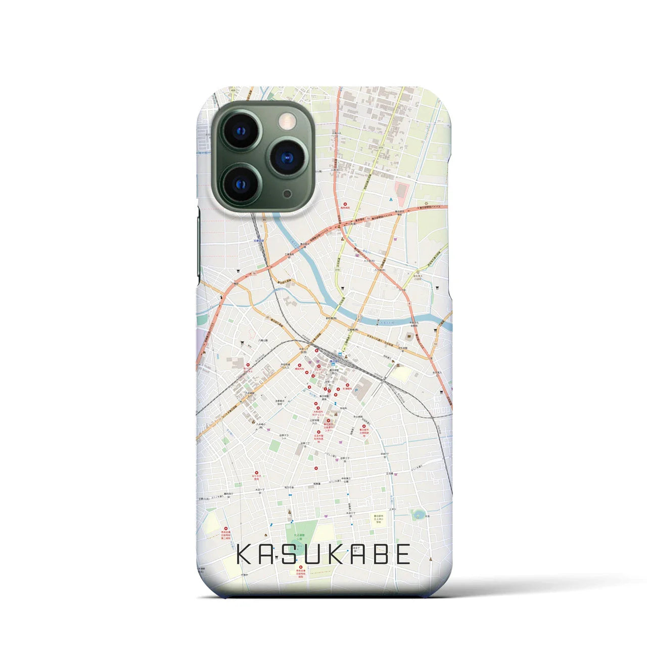【春日部(埼玉県)】地図柄iPhoneケース(バックカバータイプ)