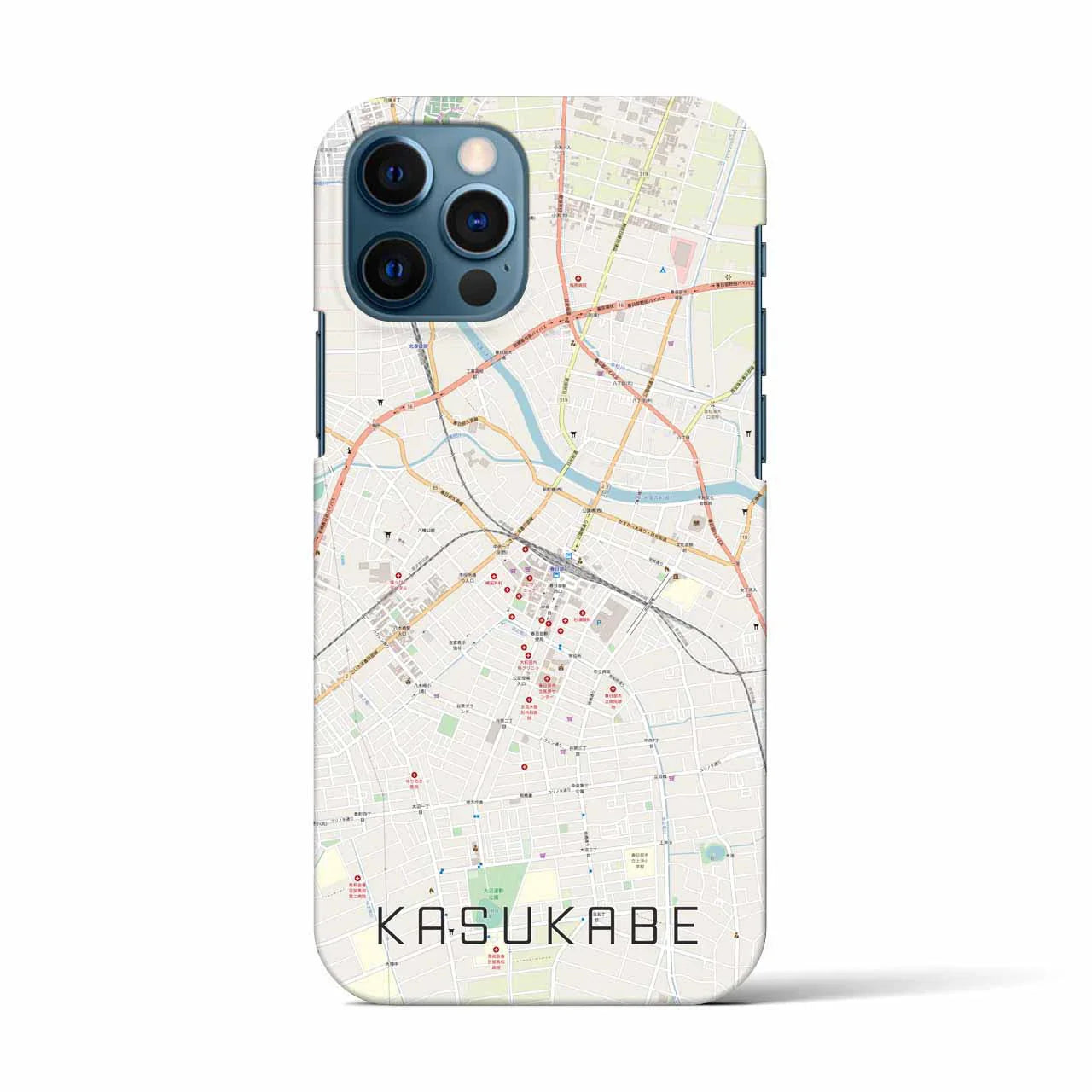 【春日部(埼玉県)】地図柄iPhoneケース(バックカバータイプ)