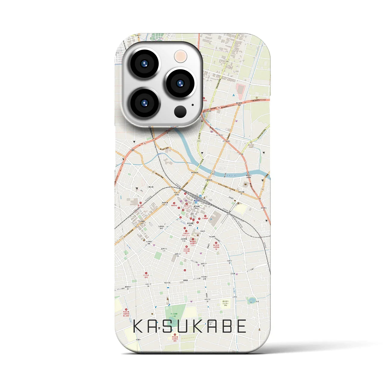 【春日部(埼玉県)】地図柄iPhoneケース(バックカバータイプ)