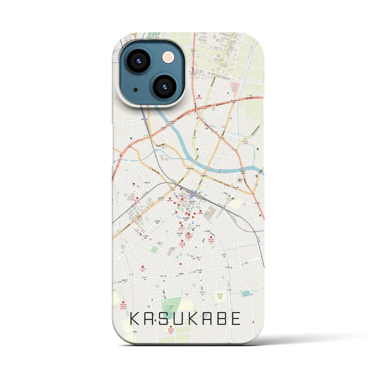 【春日部(埼玉県)】地図柄iPhoneケース(バックカバータイプ)