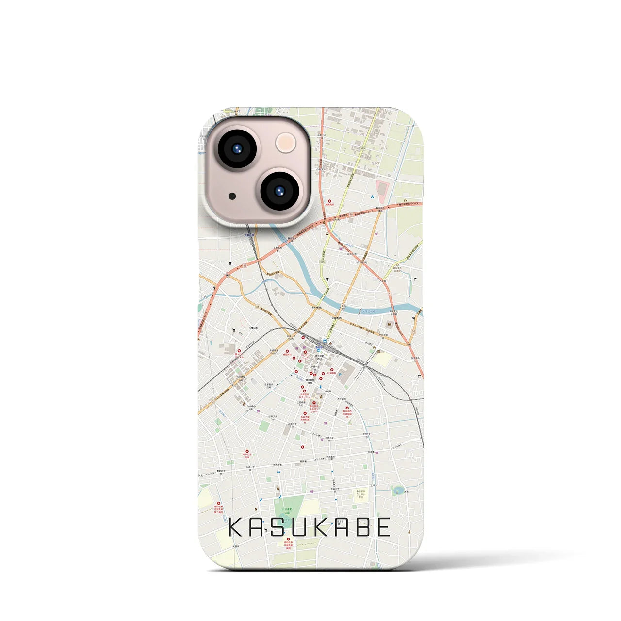 【春日部(埼玉県)】地図柄iPhoneケース(バックカバータイプ)