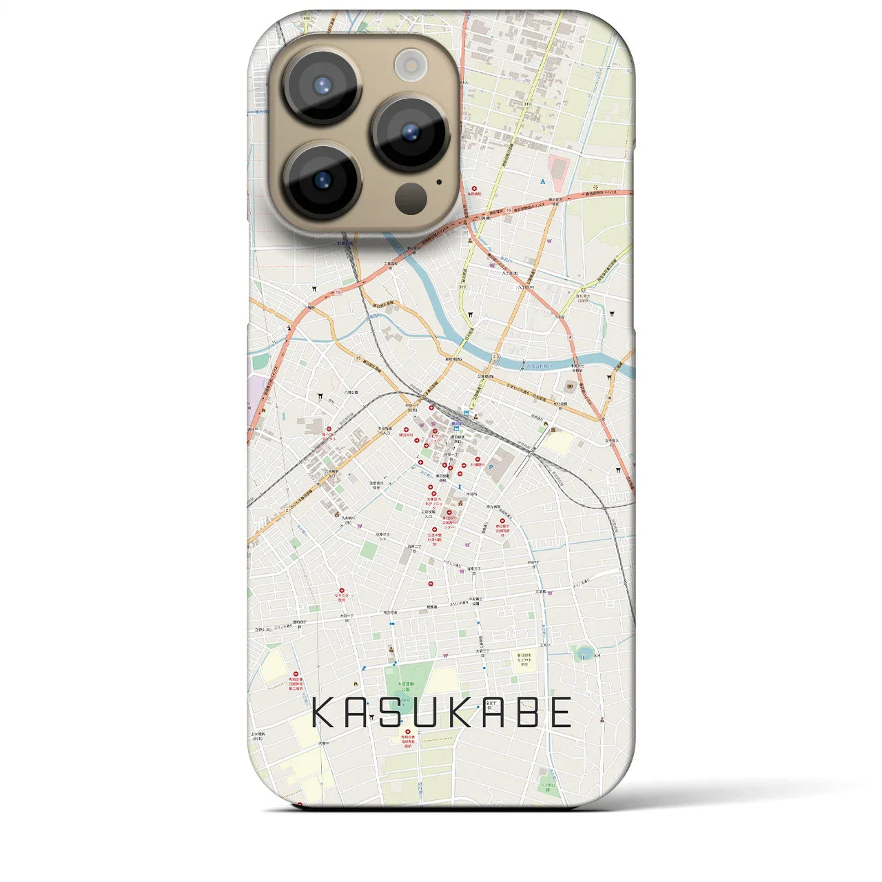 【春日部(埼玉県)】地図柄iPhoneケース(バックカバータイプ)