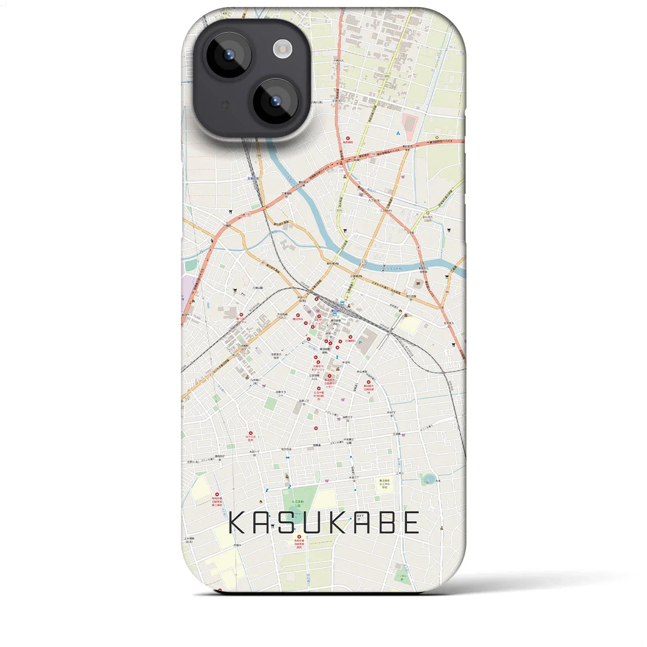 【春日部(埼玉県)】地図柄iPhoneケース(バックカバータイプ)