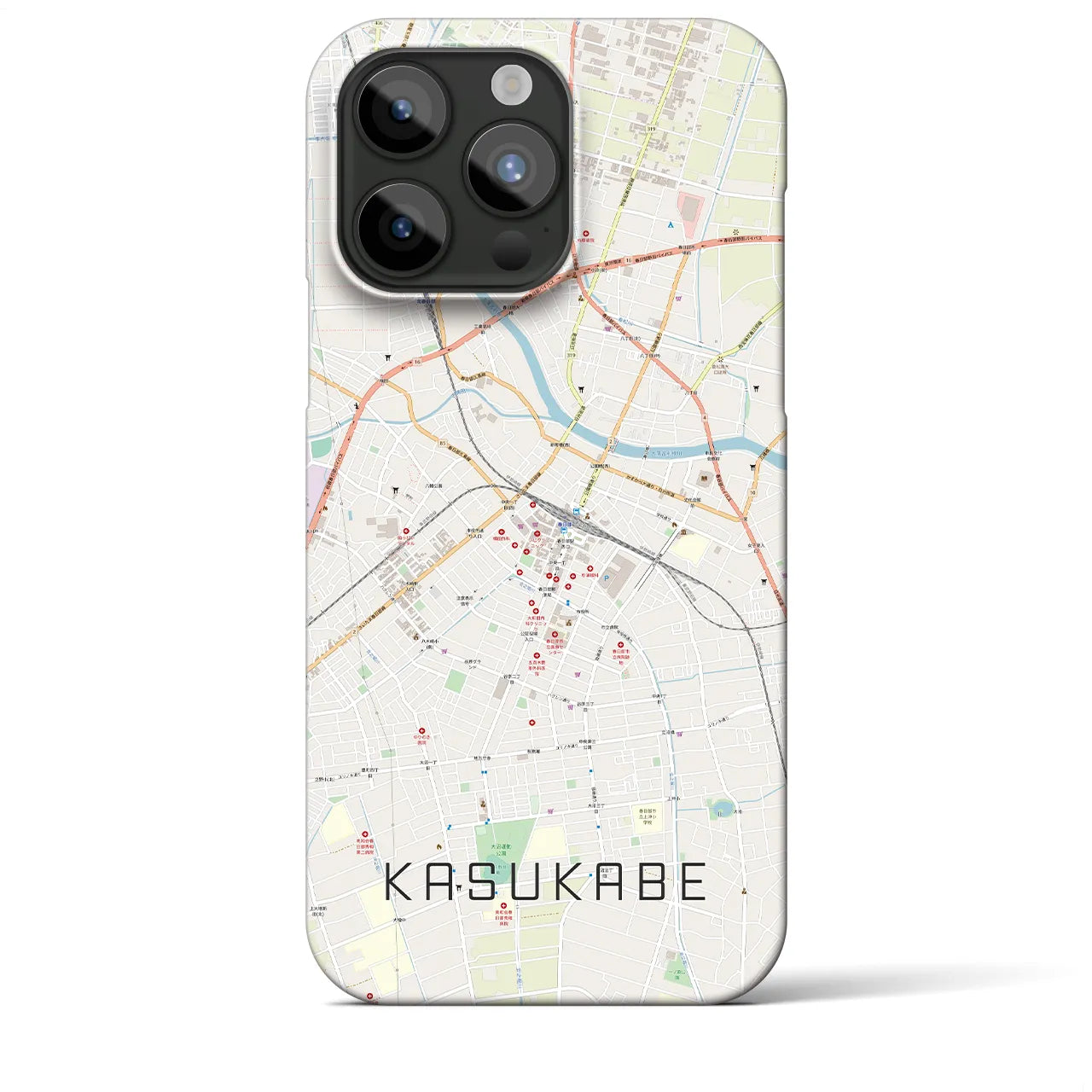 【春日部(埼玉県)】地図柄iPhoneケース(バックカバータイプ)