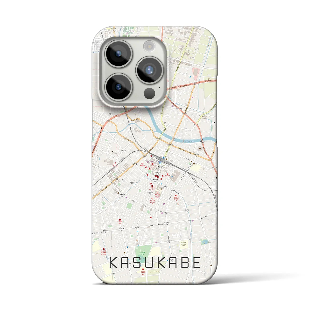 【春日部(埼玉県)】地図柄iPhoneケース(バックカバータイプ)