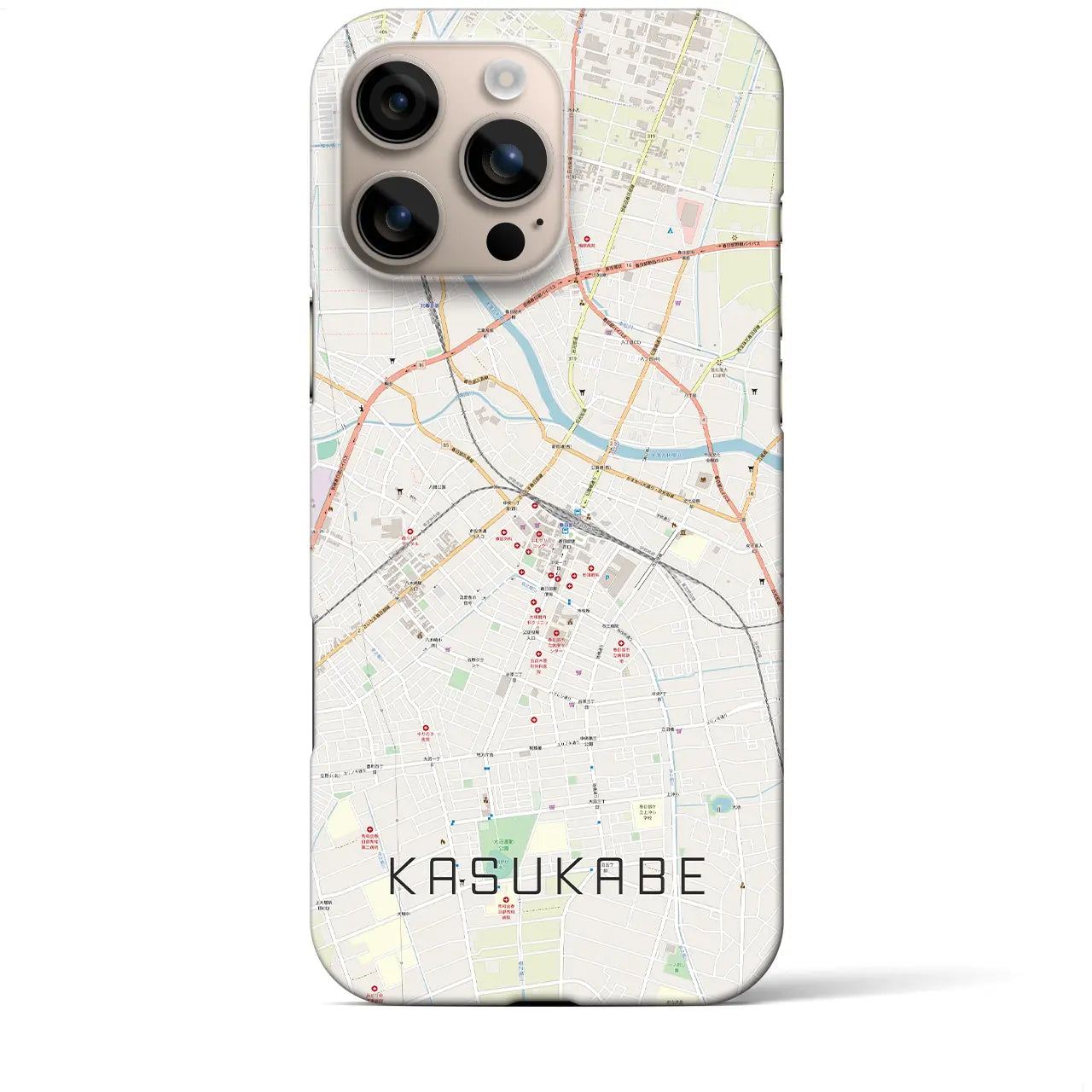 【春日部(埼玉県)】地図柄iPhoneケース(バックカバータイプ)