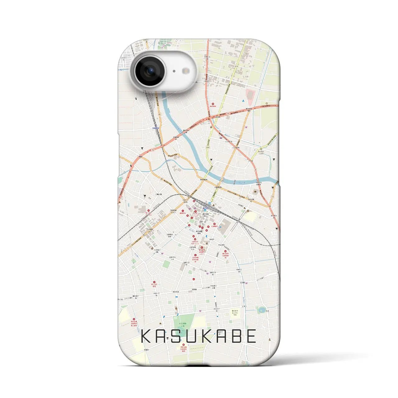 【春日部(埼玉県)】地図柄iPhoneケース(バックカバータイプ)
