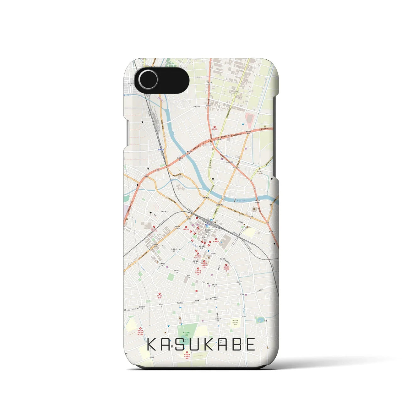 【春日部(埼玉県)】地図柄iPhoneケース(バックカバータイプ)