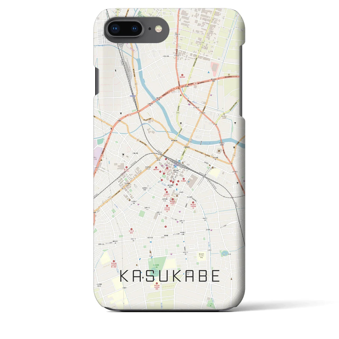【春日部(埼玉県)】地図柄iPhoneケース(バックカバータイプ)